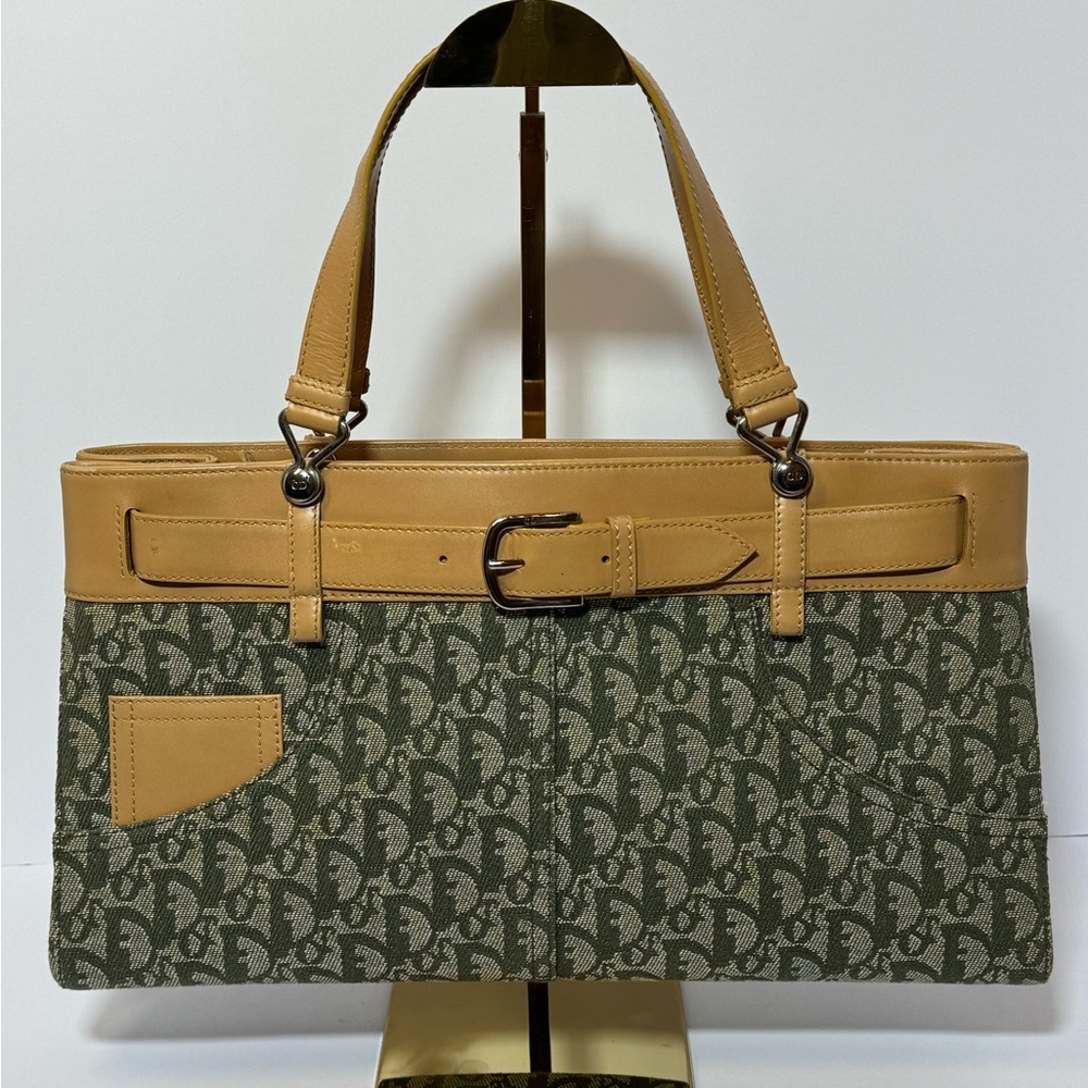 Dior Beige and Green Canvas Bag - Picture 1 of 13